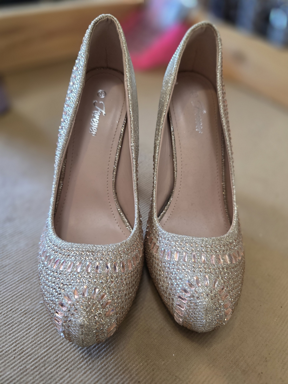 Forever 21 Gold Embellished Glitter Pumps